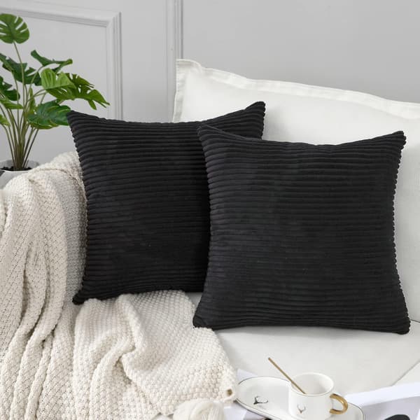 Set med 2 höstdekorativa Boho-kuddfodral i höstlinne med randigt jacquardmönster, kuddfodral för soffa, vardagsrum, sovrum, 18x18 tum Ora