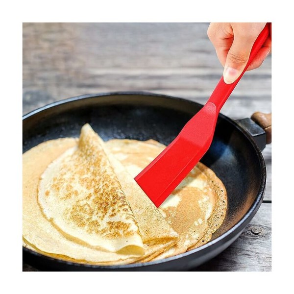 2 st Silikonspatel Omelettspatel Värmebeständig Pannkaksspatel Non-stick Spatel för Matlagning Äggburgare Pizza, Röd, Svart