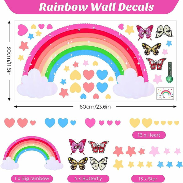 Rainbow star väggdekor, cloud dots väggdekor, väggdekor sovrum barnrum väggdekoration MODOU