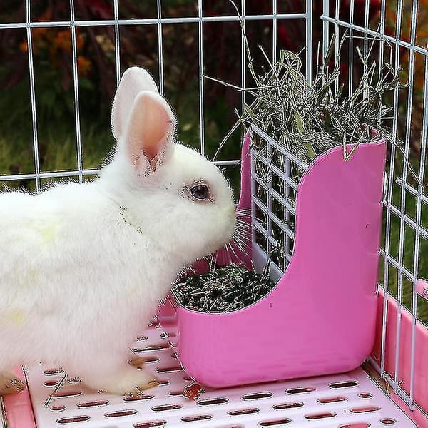 Kanin Foderautomat i Plastik, Marsvine Høj Foderautomat, Marsvine Høj Foderautomat, Chinchilla Foder Skål (Pink)