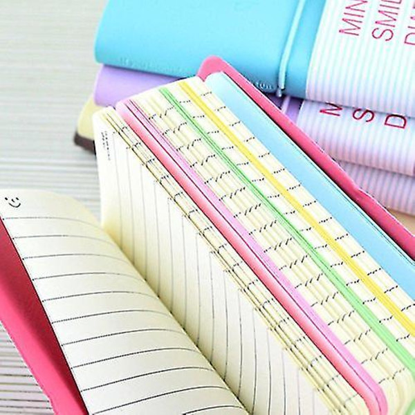 5 stk. Mini Smiley Notebook, Smile-design Dagbog/journal med elastikbånd, tilfældig farve