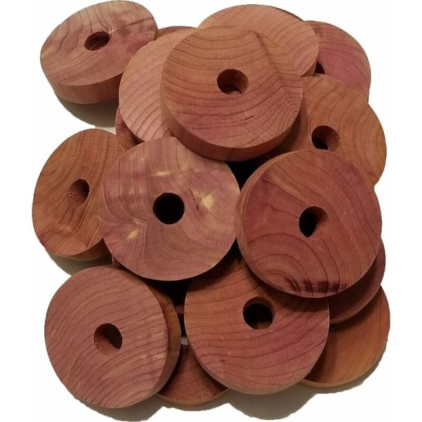 Aromatiska cederträblock för klädförvaring 100 % naturligt rött cederträ Ringar för garderobsarrangörer och lådor Köksförvaring och hängare [Pack of 30]