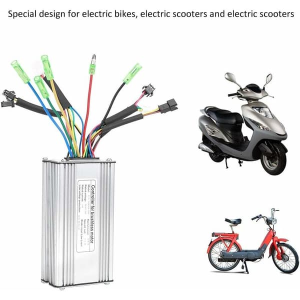 Longziming E-cykelkontroller 22A 9 rör 36/48V KT-22A rektangulär kontroller med alla normala huvuden E-cykelkonverteringstillbehör