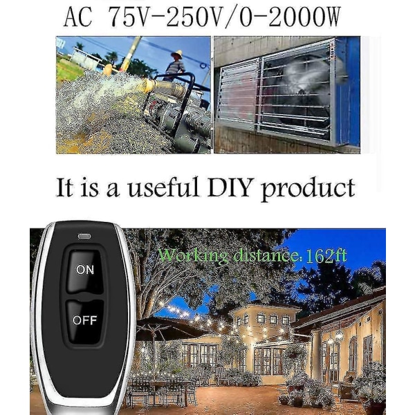 433 MHz:n langaton suuritehoinen kaukosäätimen kytkin, AC 220 V/240 V/110 V 30 A RF Cisea -kaukosäätimen valo