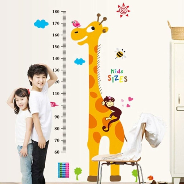 longziming Sleepy Monkey Lovely Giraffe Growth Chart Avtagbara väggdekaler Barn Baby Room Nursery DIY Dekorativa självhäftande väggdekaler