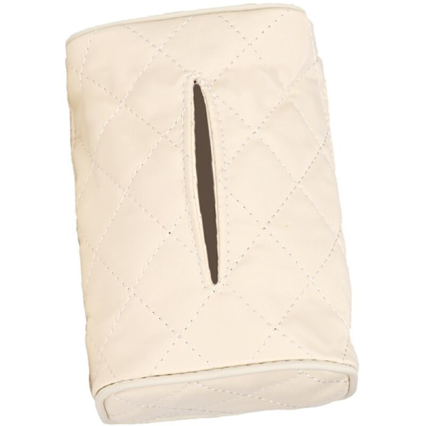 1610cm PU-läder Bilvävnadslåda Solskyddsvisir Vävnケースhållare (Beige)