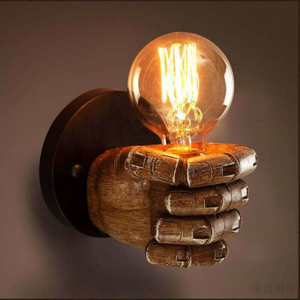 Retro Resin Fist Vägglampa Cross-Border European Bar Restaurang Café Dekorativ Vägglampa Vänster Hand 1520cm 1 Styck