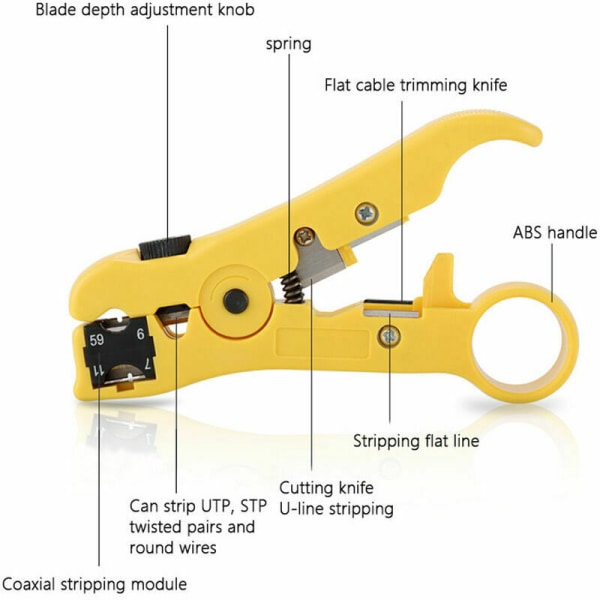 Handskit RJ45 RJ11 RJ12 Nätverksterminal Reparationsverktygssats med trådt testare Fjäderklämma Crimpningstång Crimper, Modell: Multicolor