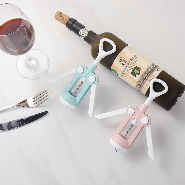 Multifunksjonell vinøl flaskeåpner flaskeåpner manuell plast husholdnings flaskeåpner（lotusrot rosa）