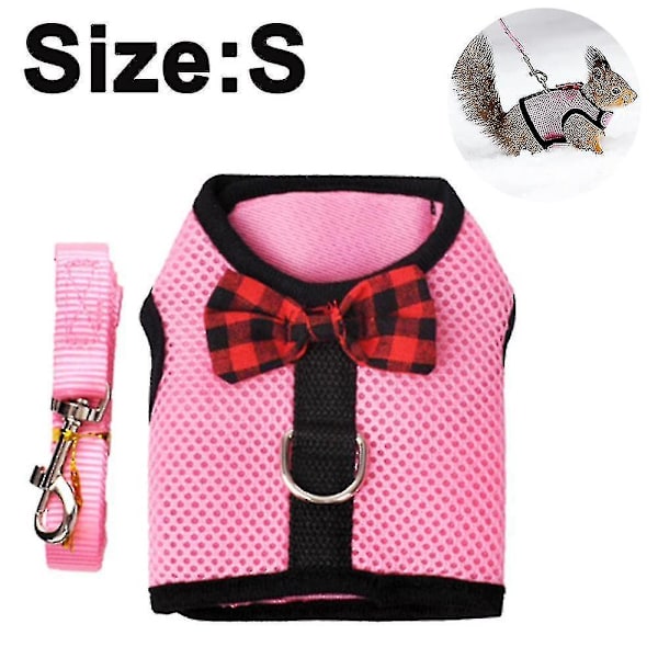 Guinea Pig Harness And Leash Soft Mesh Small Pet Harness With Bowknot Bell, No Pulling Comfort Padded Vest For Guinea Pigs, Ferret, Chinchilla, Rats-9