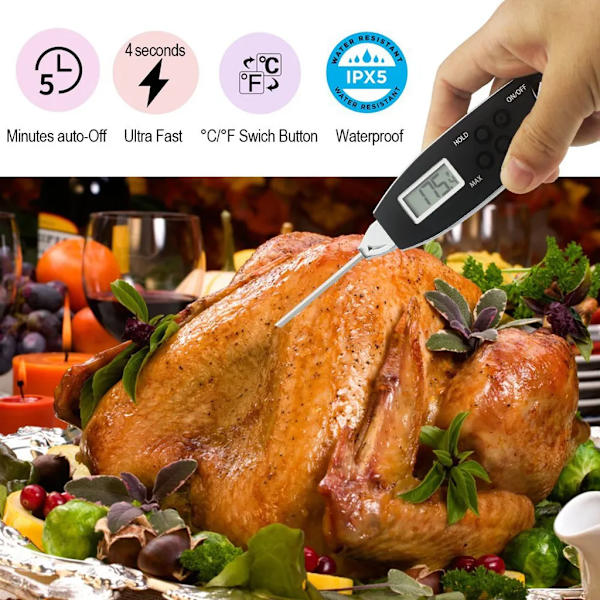 Direktläst kötttermometer Vattentät grilltermometer Pen Probe Kök Mattermometer Utomhusmatlagning Grill Rökt Mjölk