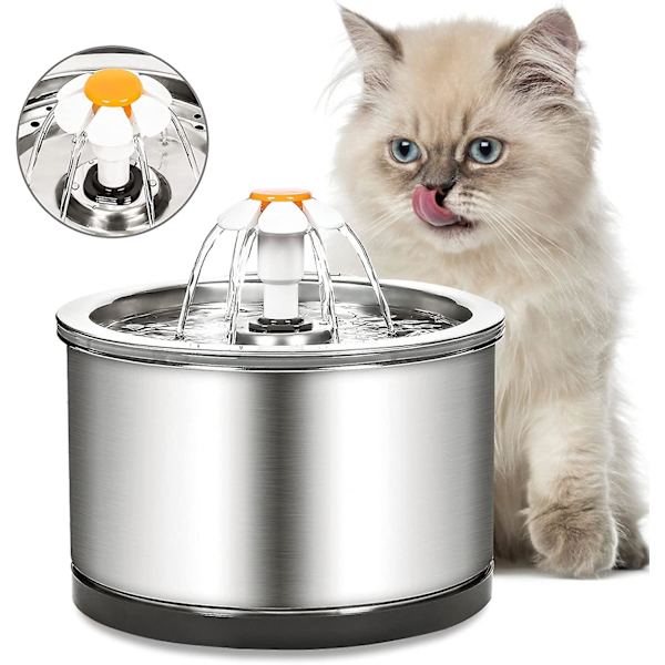 Kattvattenfontän, tyst chattfontän i 4 steg 2,5 l, kattvattenfontän med LED-ljus och filter
