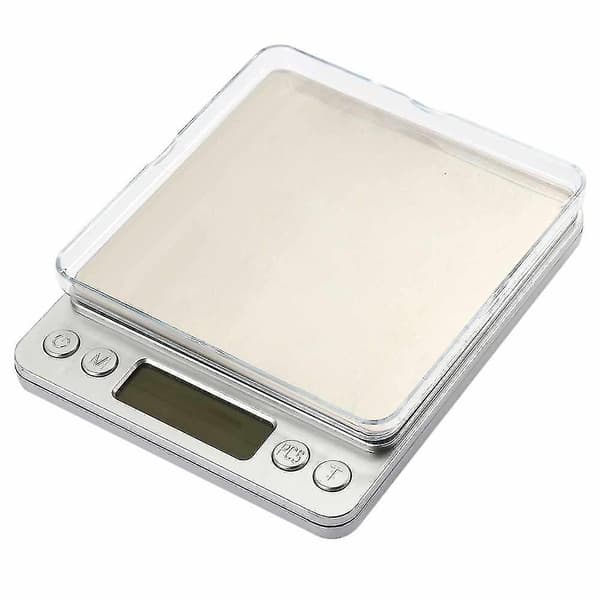I2000 3Kg 0.1G Mini Digitalvægt i rustfrit stål med platform og bakke