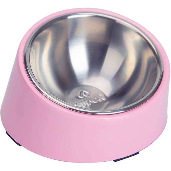 Skål för hundkatt, lutande skål halkfri modern elegant melaminstöd med avtagbar solid rostfri stålskål