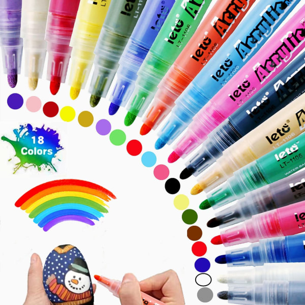 Akrylmarkörer 18 färger Vattentäta akrylpennor