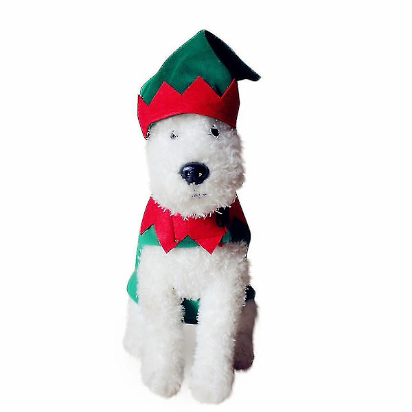 Puku Söpö Hauska Pentu Lemmikki Joulu Cosplay Lämmin Talvi Pusero Takki Paita Hattu Vihreä Koira Joulu