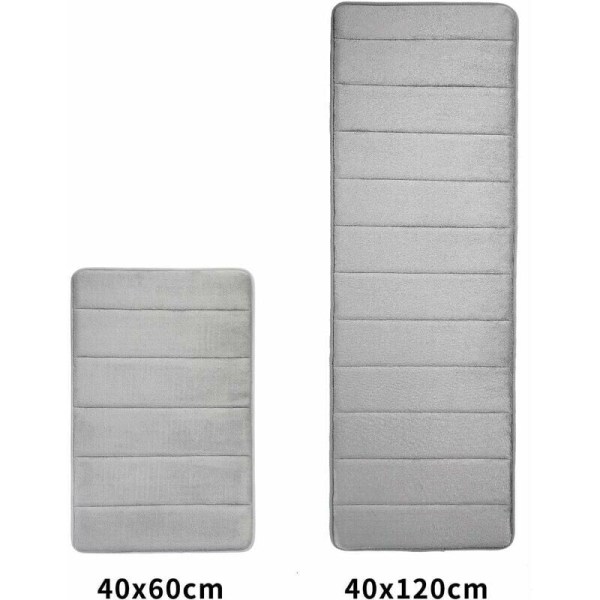Absorberande halkfri minnesskum badmatta tvättbar, minnesskum, 40 x 120 cm - grå