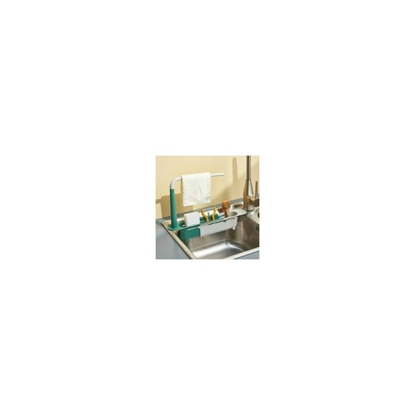 Kökssvask Retractable Drain Rack Drain Basket Cloth Plastic Finish Retractable Drain Rack Retractable Drain Rack Diskmaskin Drain Grön
