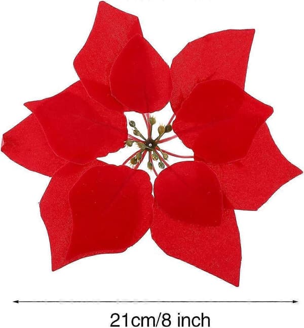 20-pack konstgjorda julgransblommor - 20 cm röda