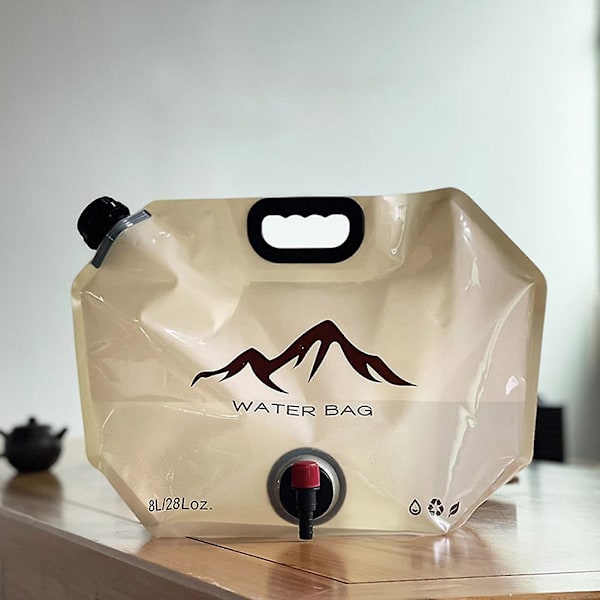 8L Bärbar hopfällbar mjuk vattenförvaringsväska för picknick resor camping (Khaki)