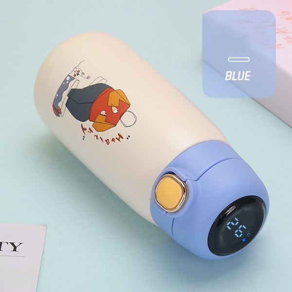 Temperaturdisplay Bärbar Rostfritt Stål Isolerad Vattenkopp Blue 320ml