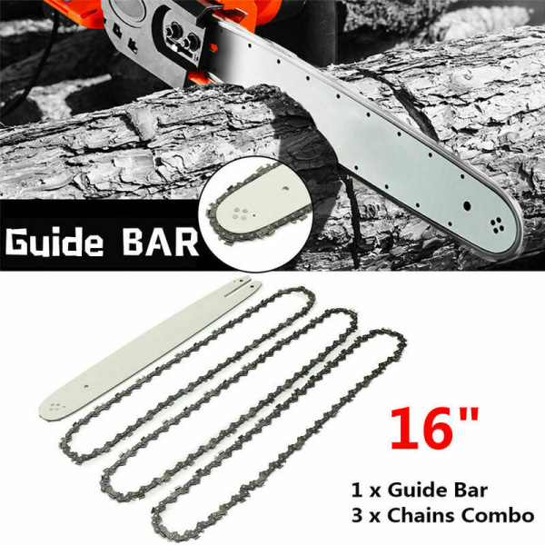 16'' svärd + 3 motorsågskedjor för STIHL 009 012 021 E180 MS180 MS190 MS250 HT70 Cisea