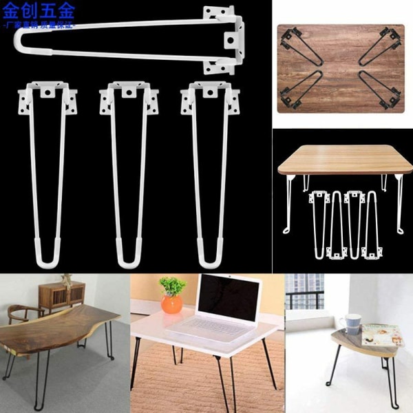 Fällbara bordsben 4-pack Fällbara hårnålsbordsben 32 cm höjd Vit Hög hållfasthet Lätt att installera Fällbart soffbord Ben