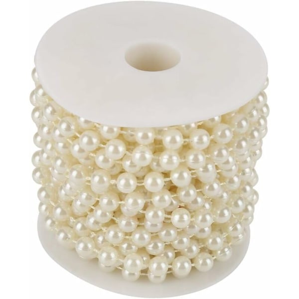 Pärlor för hantverk 10m/rulle 8mm slipningspärltråd pärlbandssnöre DIY för fest heminredning (vit, beige) (beige) longziming