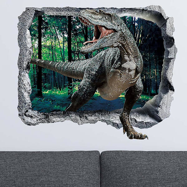Barneromsdekorasjon 3d ødelagt vegg dinosaur veggklistremerke stue soverom dekorasjon veggklistremerke