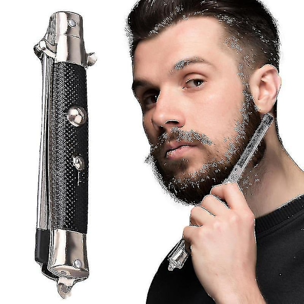 Switch Blade Kam Automatisk Trykknapp Folding Barber Lomme Flick Hår For Skjegg Mustache Hode