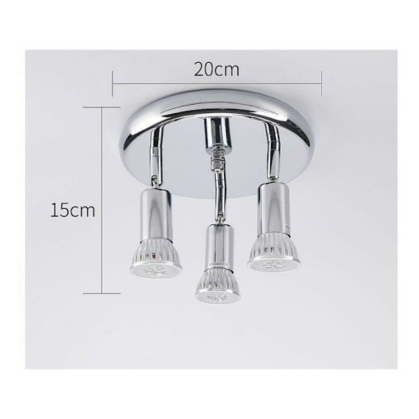 Taklampa 3 justerbara spotlights badrum 9W, LED justerbar vinkelbelysning för sovrum vardagsrum kök korridor,