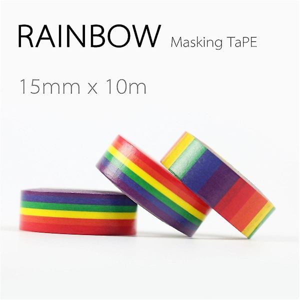 1 st Rainbow Washi Tape - Skolmaterial, kontorsmaterial, 15 mm regnbågstejp