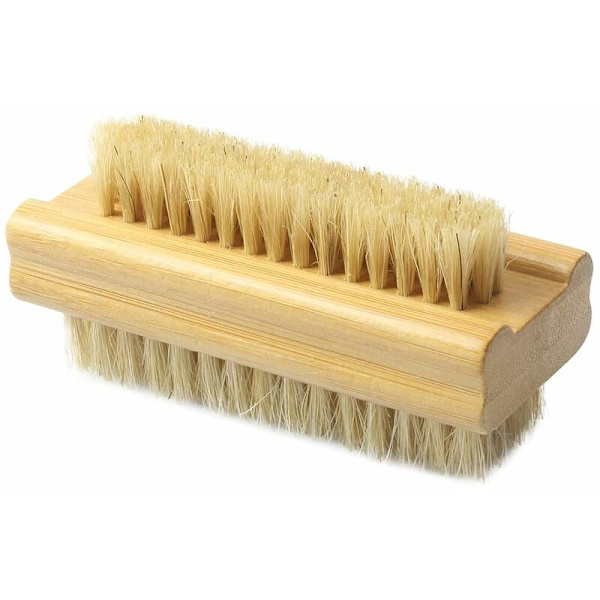 Nagelborste, dubbelsidig naturlig bambuhandborste tånagel nagelborste verktyg 1st (bambu sisal)