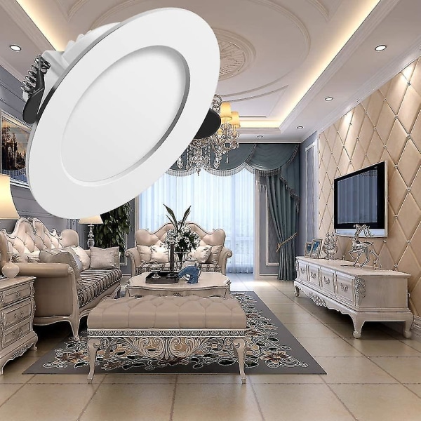 Led Ekstra Bred Spot, Extr-flair, Ekstra Bred Flat Taklampe, 7w 700lumen Ekvivalent 70w Glødelampe, Ac175-265v, Kald Hvit, For Bad, Stue R