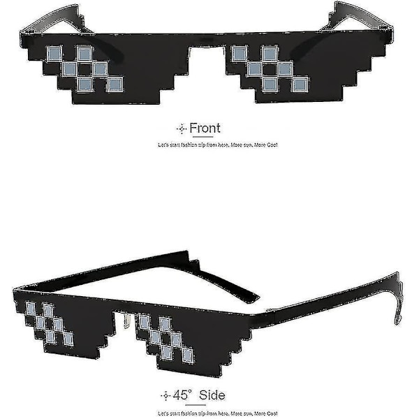 [3-pack] Thug Life solglasögon, 8-bit pixel mosaikglasögon för män och kvinnor