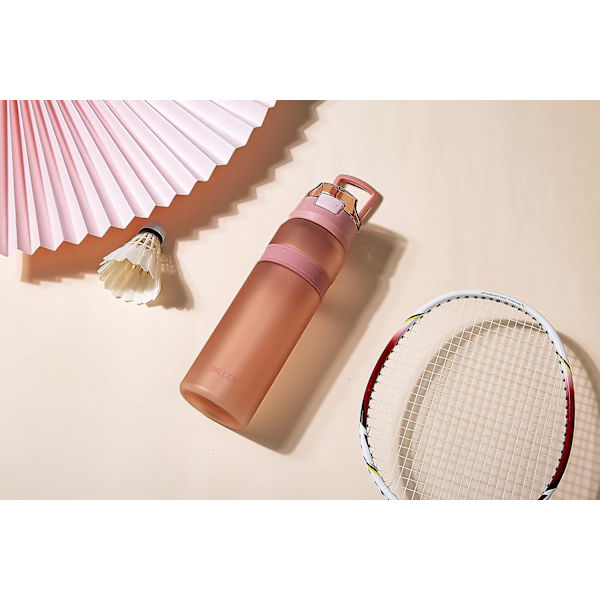Drikkeflaske med sugerør 850ml Gmy sports tidsmarkering BPA-fri vannflaske D37 (850ml, rosa)