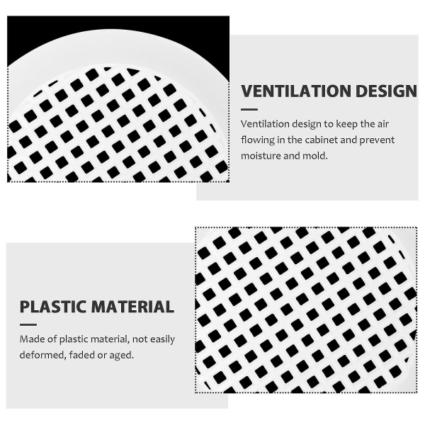 20 stk. Soffit-ventilationsåbning 60mm Under-skab Luftventilationsdæksel Rundt ventilationsdæksel Soffit-ventilationsåbning（6,7x6,7cm，Hvid）