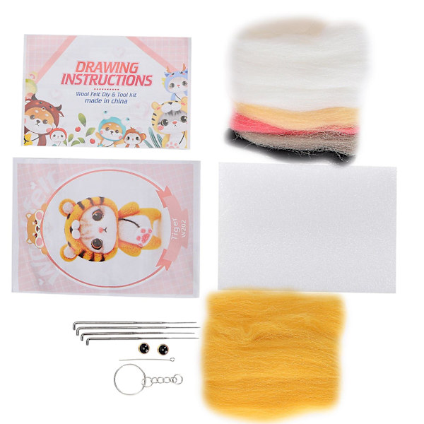 202# Tiger nålefilting ull DIY håndverk materiale for håndlaget plysj dukke making