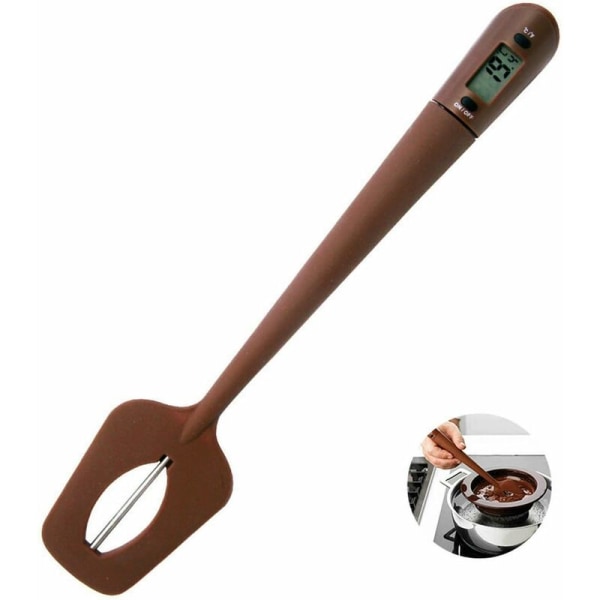 Chokladtermometerspatel, konditorispatel + silikometer, brun longziming