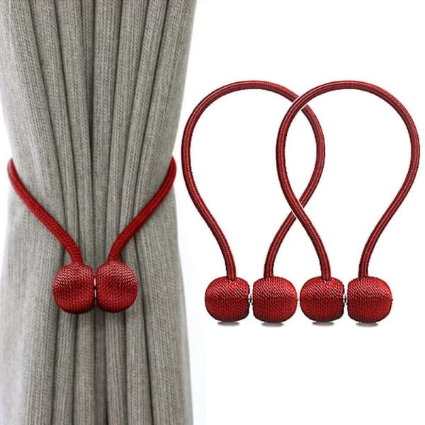 Magnetspänne Magnetisk gardinklipsklämma Gardinspänne slips Flätad slips 2st (rödvin)