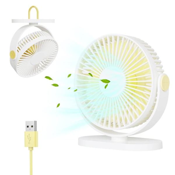 USB Table Fan Hook Fan Mini Table Fan Portable Personal Fan Small but powerful USB fan with 3 speeds adjustable 90 degree rotation silent fan, white