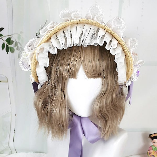 Goottilainen Lolita-päähine, palvelijan pitsihiuskoristeet, cosplay-panta, olkihattu