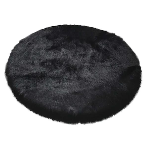 Rund fluffig matta fluffig lång lugg lurvig matta djup lugg löpare vardagsrum (svart)
