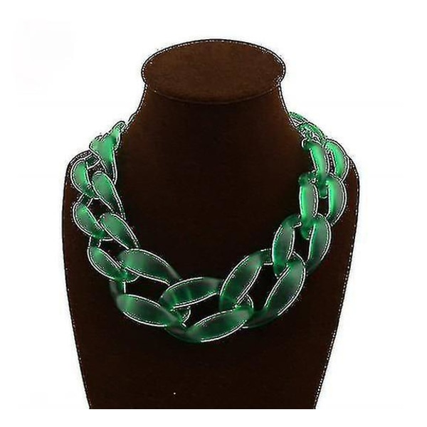 Vintage Resin Lackingone akrylkrage Chunky Choker Statement Bib Chain Halsbandshängen (grön)