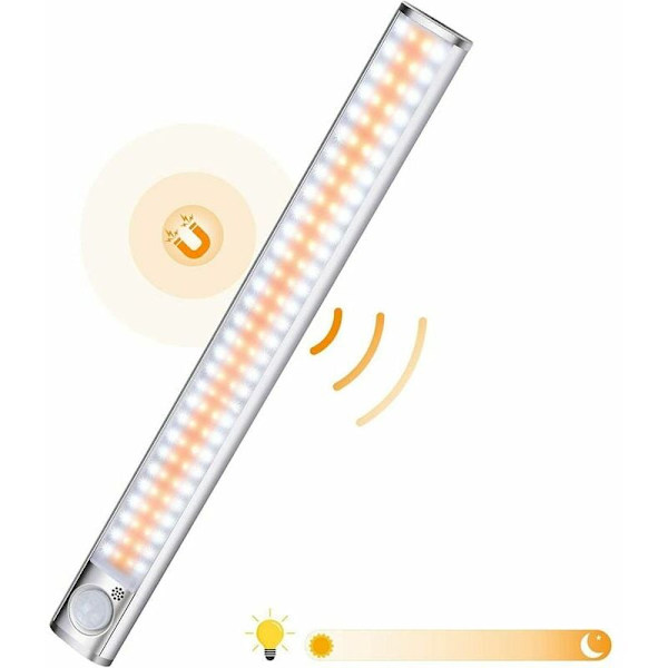 Garderobslampa 120 LED Rörelsesensor Garderobslampa USB Uppladdningsbar Magnetisk Trådlös Garderobsbelysning Bärbar Billampa Dimbar Ljus 1800mAh Batteri