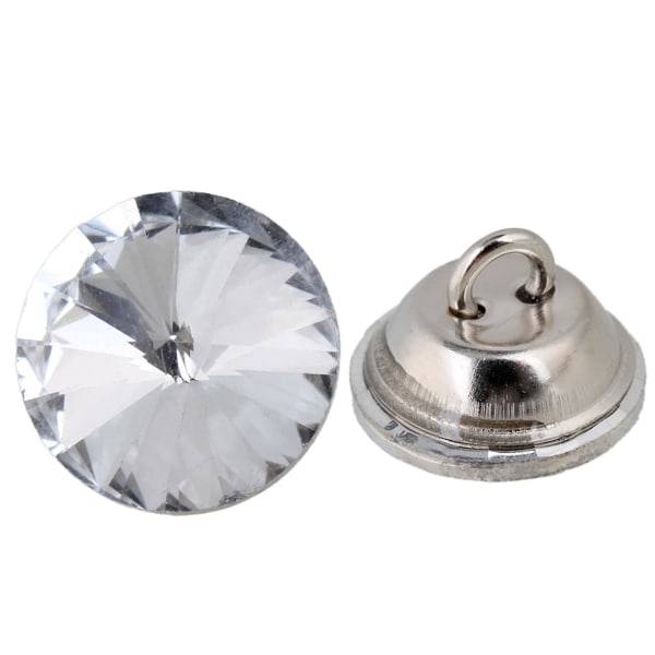 20 kpl 14 mm hopeanvärisiä pyöreitä kristalliompelunappeja