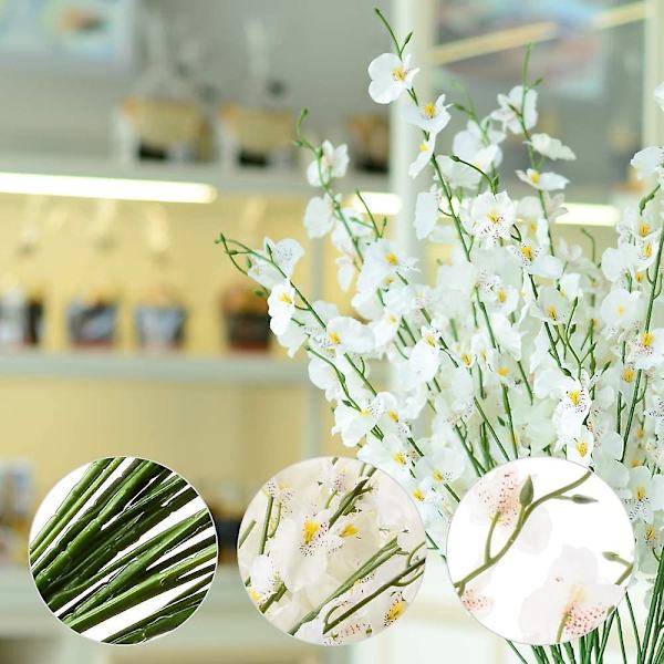 10 stk. Kunstige orkidéer Blomster Silke Falske orkidéer Blomster i løs vægt Blomster Kunstige til bryllup Hjemmekontor Deko Hvid