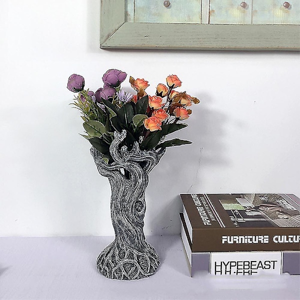 Dryade Vase Kreativ Ornament Blomsterpot Træstamme Statue Skulptur Hjem Håndværk Dekoration