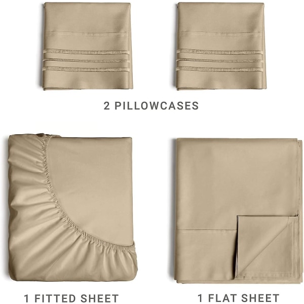 California King Size Lakanset - Andningsbara & Kylande Lakan - Hotell Lyx Sängkläder - Extra Mjuka - Djupa Fickor - 4 Delar Set - Rynkfria - Comf