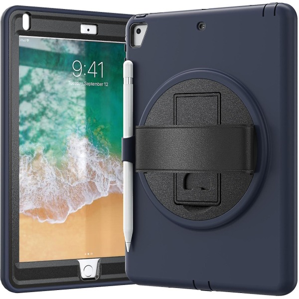 Heavy Duty Protection Case For Ipad 9.7 Inch 2018/2017 With Hand Strap, Pen Holder, Full Protection Cover